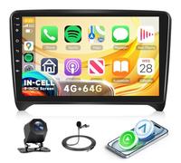 4G+64G Android Autoradio per Audi TT MK2 8J 2008-2014 9" Schermo IN-CELL HD Touchscreen Radio Auto con Carplay Android Auto Senza Fili Mirror Link Navi GPS Bluetooth WiFi FM/RDS/EQ SWC Retrocamera
