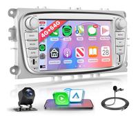 4G+64G Android Autoradio per Ford Focus II mk2 Mondeo S-Max C-Max Galaxy Kuga 7 Pollici Autoradio Wireless Carplay Android Auto Navi GPS WiFi Mirror Link Bluetooth FM/RDS/32 EQ Telecamera Posteriore