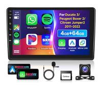 4G 64G VECHTEL 9"Autoradio Bluetooth per Ducato 3/Peugeot Boxer 2/Citroen Jumper2 2011-2022 Carplay Android Auto,DSP EQ,Android 15,Wifi GPS Navi,RDS/FM Radio 2 din con Retrocamera AHD