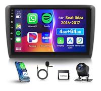 4G 64G VECHTEL 9" Autoradio Bluetooth per Seat Ibiza 2016-2017 Carplay Android Auto,DSP EQ,Wifi GPS Navi,RDS/FM Radio 2 din con Retrocamera AHD