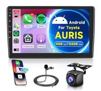 4G+64G Wireless Carplay Android 13 Autoradio 2 Din per Toyota AURIS 2006-2011 10.1 Pollici Autoradio con Wireless Android Auto GPS Navi WiFi Mirror Link Bluetooth FM/RDS/32EQ/SWC Telecamera Posteriore