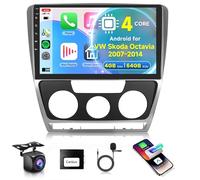 4G+64G Wireless Carplay Android 13 Autoradio 2 Din per VW Skoda Octavia 2007-2014 10.1 Pollici Autoradio con Android Auto GPS Navi WiFi Mirror Link Bluetooth FM/RDS/32 EQ/SWC Telecamera Posteriore