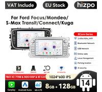 4G Android 14 2Din Radio Lettore multimediale per auto 2 Din 7 pollici Autoradio per Ford Focus S-Max Mondeo Galaxy C-Max Kuga Navi GPS RDS S8 (8G 128G) Black