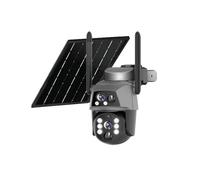 4G LTE Telecamera Senza Fili con Doppio Lente, Telecamera da Esterno con Pannello Solare 5.5W, Batteria 8000mAh Integrata, PTZ a 360°, Visione Notturna a Colori, Audio Bidirezionale, Allarme PIR