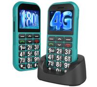 4G Telefono Cellulare per Anziani con Tasti Grandi | USB Tipo C Ricarica Rapida | 1800mAh Batteria | Volume Alto| Funzione SOS | Base di Ricarica | Chiamata Rapida | Sveglia | Facile da Usare | Verde