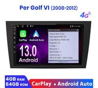 4G+WIFI 4+64GB Carplay Android13 Per VW Golf VI 6 2008-2012 GPS Nav Autoradio BT