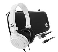 4Gamers Kit di accessori da viaggio rigido compatibile con Nintendo Switch, Lite e OLED, con cuffie e cavo di ricarica USB-C intrecciato di alta qualità