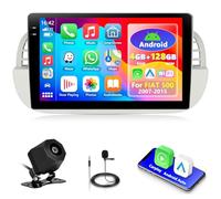 4GB+128GB Motorsi Carplay Autoradio per Fiat 500 2007-2015 con Android Auto Bluetooth Car Stereo 9" Schermo con GPS Navi WiFi RDS/FM Radio SWC EQ USB Mirror Link Canbus + Telecamera Posteriore