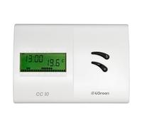 4GREEN CC 10B - Cronotermostato Digitale con Programmazione Settimanale, Termostato per Riscaldamento e Condizionamento Alimentato a Batterie, Montaggio a Parete, Display LCD, Bianco
