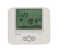4GREEN CC 12B - Cronotermostato Programmabile Digitale, Termostato per Riscaldamento e Condizionamento Alimentato a Batterie, Installazione a Parete, Programmazione Settimanale, Bianco