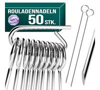 4happy Aghi per rouladen, set da 50 pezzi - spiedini per involtini con manico e punta affilata, ferri per involtini in acciaio inox sostituiscono le mollette per rouladen, lunghezza 10 cm