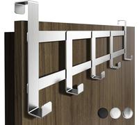 4happy Appendiabiti da Porta, Argento - Pratico Attaccapanni da Porta, Acciaio Inox Ganci Adatti per Camera da Letto, Cucina, Bagno, Utile Appendino