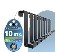 4happy Ganci per porta da appendere, 10 pezzi, robusti ganci da appendere, utilizzabili singolarmente o come ganci per porta, appendiabiti da porta, colore nero