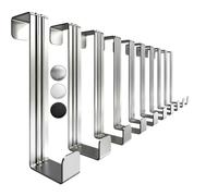 4happy Gancio per porta da appendere in set da 10 - Gancio appendiabiti per porta, ganci robusti da appendere come aiutanti per l'ordine, porta abiti universale, barra porta abiti, Colore: Argento