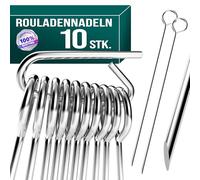 4happy Set di 10 spilli per involtini con manico e punta affilata, ferri per involtini in acciaio inox per sostituire le mollette per rouladen, lunghezza 10 cm