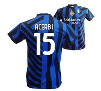 4Heads Sport Solutions - Maglia Replica Ufficiale AUTORIZZATA Inter 2024/2025 - Francesco Acerbi (IT, età, 6 Anni, Nero Azzurro)