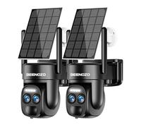 4K 5Dbi Telecamera Wi-Fi Esterno Batteria senza fili, 360°PTZ Videocamera Sorveglianza con Pannello Solare,Rilevazione di Movimento PIR, Visione Notturna a Colori, Audio bidirezionale, IP66, 2 PCS