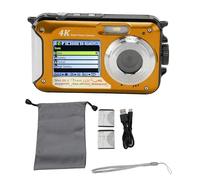 4K 64MP Camera subacquea a doppio schermo a prova di pioggia a prova di pioggia 10 piedi Sommergibile 16x zoom digitale Autofocus con scheda di memoria da 64 GB per snorkeling che (Giallo)