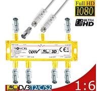 4K 6fach Distributore Antenna 3D/HD IEC Switch TV 6-fach Sat Splitter DVBT2