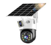4K 8MP Dual Lens PTZ Telecamera solare Esterna Doppio schermo Tracciamento umano Sicurezza di sorveglianza for visione notturna a colori Rilevamento del movimento(Cam 32GB)
