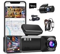 4K Dash Cam Auto Fronte Retro, 5GHz WiFi e GPS, Mini Dashcam IPS 1.5" con Scheda SD 64G, 24H Monitor di Parcheggio, Visione Notturna, WDR, Grandangolo 170°, Sensore G, Controllo App