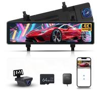 4K Specchietto Retrovisore Dash Cam Auto, GPS WiFi Doppia Dashcam Telecamera Anteriore e Posteriore 1080P con ADAS BSD, App Controllo, Hodozzy 11,26 Pollici Touchscreen G-Sensor, Monitor, WDR, Scheda