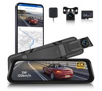 4K Specchietto Retrovisore Dash Cam WiFi GPS, ADAS BSD LCA, Telecamera Anteriore e Posteriore 1080P 9,66 Pollici Touch Screen Dashcam Auto Visione Notturna Registrazione in loop Monitor di Parcheggio