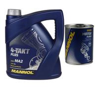 4L MANNOL 4-Takt Plus 10W-40 API SL JASO MA2 Olio Di Pulizia Del Motore