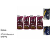 4L Olio Motore MANNOL Elite 5W-40 1x MANNOL Leak-Stop ADDITIV+Flush Motore