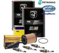 4L Petronas Selenia Abarth 10W50 + Beru Candele Filtro Olio per Fiat 500 Abarth