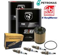 4L Petronas Selenia Abarth 10W50 Set Candele Filtro Olio per Fiat 500 Abarth