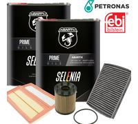 4L Petronas Selenia Abarth Olio 10W50 Set Filtri Ölservicekit per Fiat 500