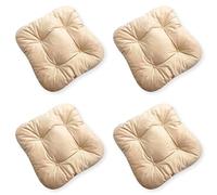 4L Textil set di 4 cuscini per sedie con nastri Cuscino per interni ed esterni 45x45 Cuscini per sedie da giardino Cuscini per sedie Cuscini per pavimenti 40x40(Beige, 4er Set | 45x45 cm)