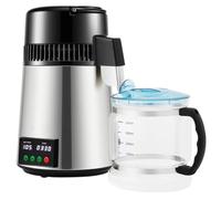 4L Water Distiller Purifier Filter 1 L/H Distilling Speed Dispenser Drinking Bottle Softener Touch Screen Home Use(Silver)