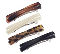 4lots, piccolo fermaglio per capelli curvo, lucido, sottile, piatto, leopardo, ambra, accessori per capelli