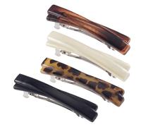4lots, piccolo fermaglio per capelli curvo, lucido, sottile, piatto, leopardo, ambra, accessori per capelli