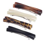 4lots, piccolo fermaglio per capelli curvo, lucido, sottile, piatto, leopardo, ambra, accessori per capelli
