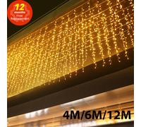 4M/6M/12M LED Ghiacciolo Luci Della Stringa Fata Luce Di Natale Ghirlanda Tenda A Led Per Il Nuovo Anno Festa di Nozze Terrazza Decor