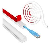 4M Canalina Passacavi Adesiva, Canali a Cavo Semicircolare Flessibile, Copricavo per Pavimento e Parete, Mini Canalina Portacavi da Muro per Casa e Ufficio - Bianca