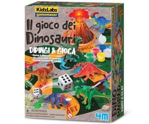 4M KidzLabs Il Gioco dei Dinosauri Kit Dipingi & Gioca con 6 Dinosauri e Vulcano | Gioco Creativo ed Educativo STEM per Bambini 5+