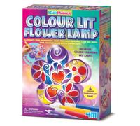 4M KidzMaker Lampada Fiore Colorata Luminosa - Kit Creativo da Dipingere con LED Multicolore, Colori Trasparenti, Lampada Decorativa Fai da Te per Bambini, Regalo dai 5 Anni