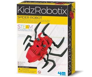 4M KidzRobotix Crea il Tuo Ragno Robot | Kit STEM per Costruire un Ragno Meccanico che Cammina | Gioco Educativo per Bambini 8+