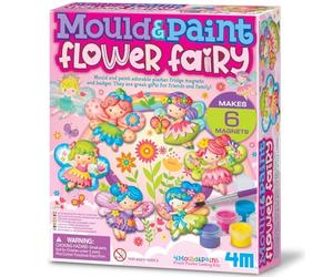 4M Modella e Dipingi Fatine Glitter - Kit Creativo Set Gesso per Creare Magneti per il Frigo e Spillette, Gioco Educativo per Bambini, Regalo Artistico Fai-da-Te