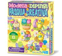 4M Modella e Dipingi Pasqua Creativa Creare con Gesso e Dipingere 6 Magneti Frigo con Stampi Pennello e Colori Idea Regalo 5-12 Anni