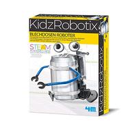 4M - Robot di latta KidszRobotix - Kit robot fai da te per bambini, scatola per esperimenti a partire dagli 8 anni in su, riciclaggio e artigianato, robot per bambini, colore bianco