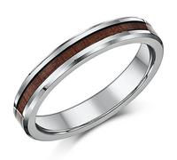 4mm Donna Titanio Matrimonio Anello Originale Legno con Venature Intarsio Fascia