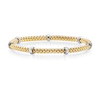 4mm Himbeer-Armband Con Rollo Elastico 585 Oro Giallo Oro Bianco Stretch