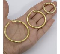 4mm Semplice Lucidato Cerchio Rotondo Orecchini 14K Giallo Placcata Oro Argento
