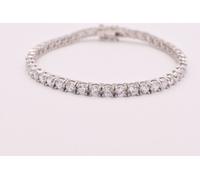 4mm Zirconia Cubica Taglio Rotondo Graffa Set Tennis Bracciale Argento 11TCW 925