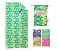 4Monster Asciugamano da spiaggia in microfibra con borsa per il trasporto, a prova di sabbia, 160 x 80 cm, ad asciugatura rapida, leggero, per escursionismo, yoga, palestra, bagno, vacanze Verde